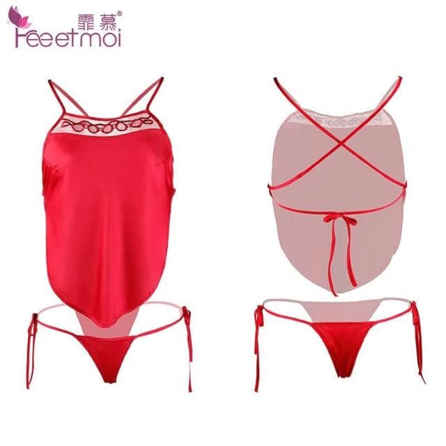 情趣肚兜式內衣蕾絲仿真絲古典刺繡性感睡衣情趣角色服 交換禮物情人節禮物角色扮演服7848 台灣出貨