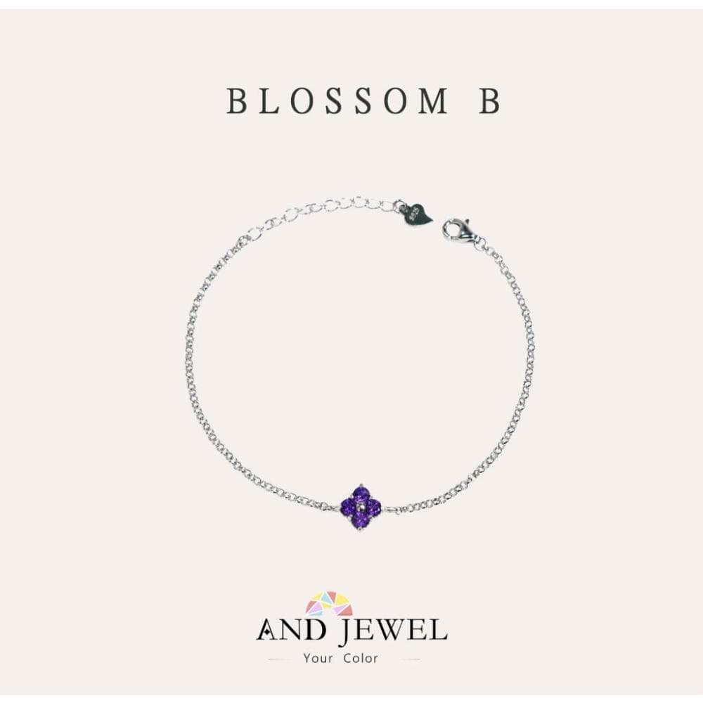 [安珠]  紫水晶 紫色 圓形 3mm 手鍊 和諧系列 Blossom B寶石銀飾 AND JEWEL