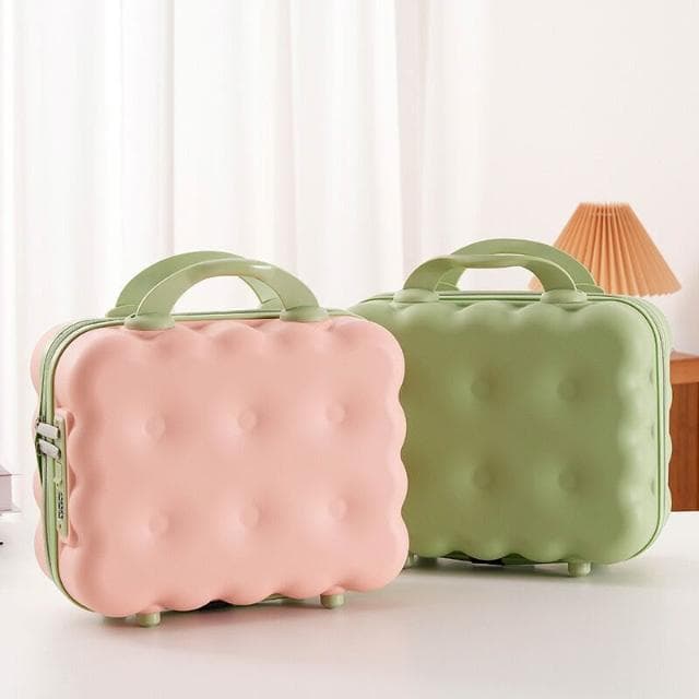 立式14寸手提箱餅幹化妝箱美甲箱卡通行李箱收納箱極簡手提化妝包收納洗漱包桌面收納包健身游泳旅行盥洗包美妝包大容量置物包