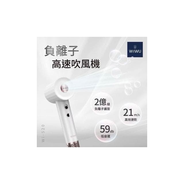 【WiWU】WEiZ 官方旗艦店 流星灰 負離子高速吹風機 WI-520 4檔風溫 2檔風速 智能溫控 質感吹風機