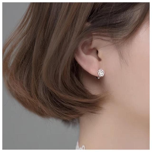 【HaNA 梨花】韓國山茶花之戀．玫瑰小圈耳環