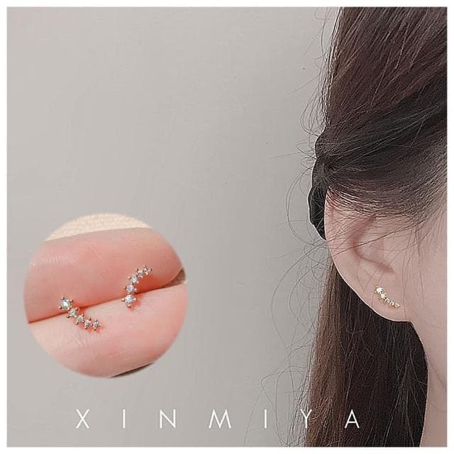 【HaNA 梨花】平常上班睡覺不用摘系列．流星小排鑽迷你耳環