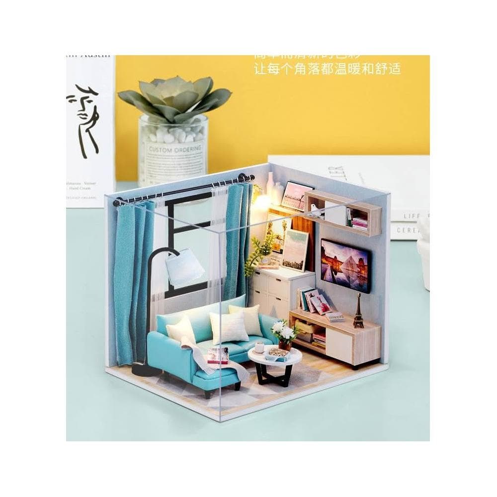 大旺小舖:DIY小屋客廳一角  袖珍屋娃娃屋材料包 生日結婚母親節情人節聖誕交換禮物 實體店面