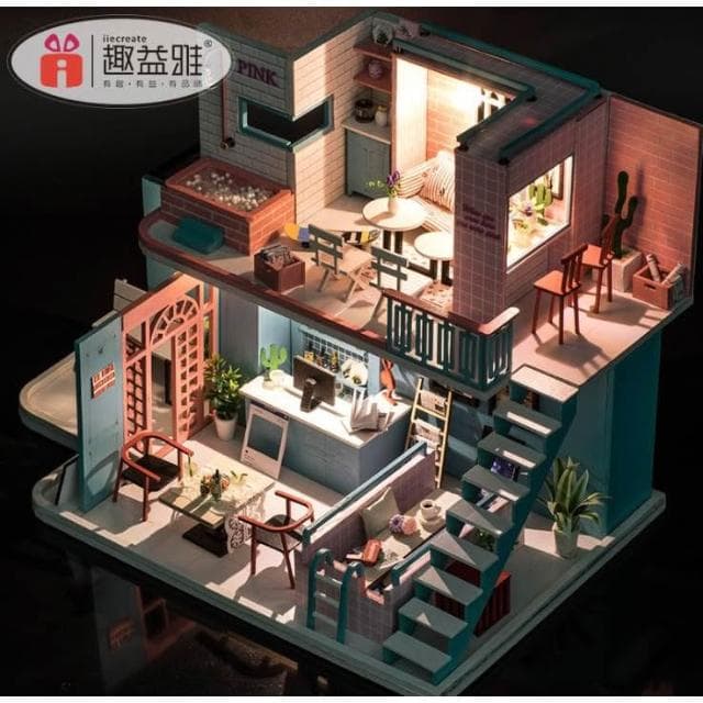 大旺小舖: 熱門新款diy袖珍娃娃屋材料包小屋粉系咖啡館 現代時尚風 台北車站實體店面 生日結婚母親節情人節聖誕交換禮物