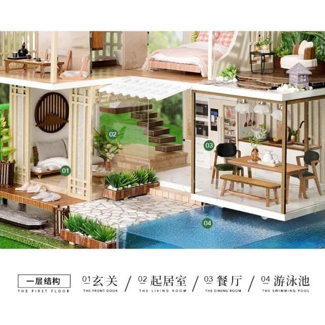 大旺小舖:DIY小屋素雅恬靜  袖珍屋娃娃屋材料包 生日結婚母親節情人節聖誕交換禮物 實體店面
