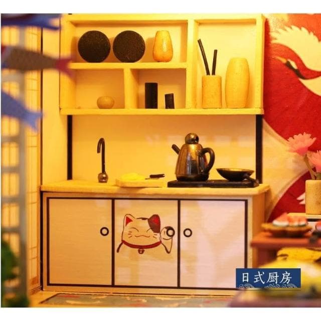 大旺小舖:DIY小屋傾櫻小舍 日式風  袖珍屋娃娃屋材料包 生日結婚母親節情人節聖誕交換禮物 實體店面