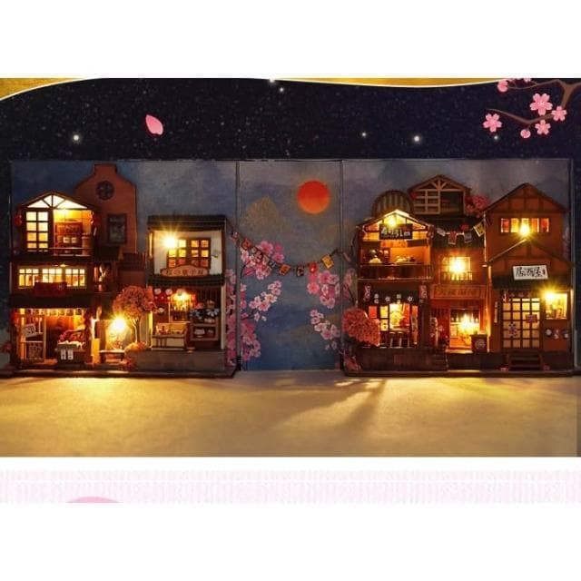大旺小舖:DIY袖珍娃娃屋小屋櫻花小巷 書本型 生日結婚母親節情人節聖誕交換禮物 實體店面