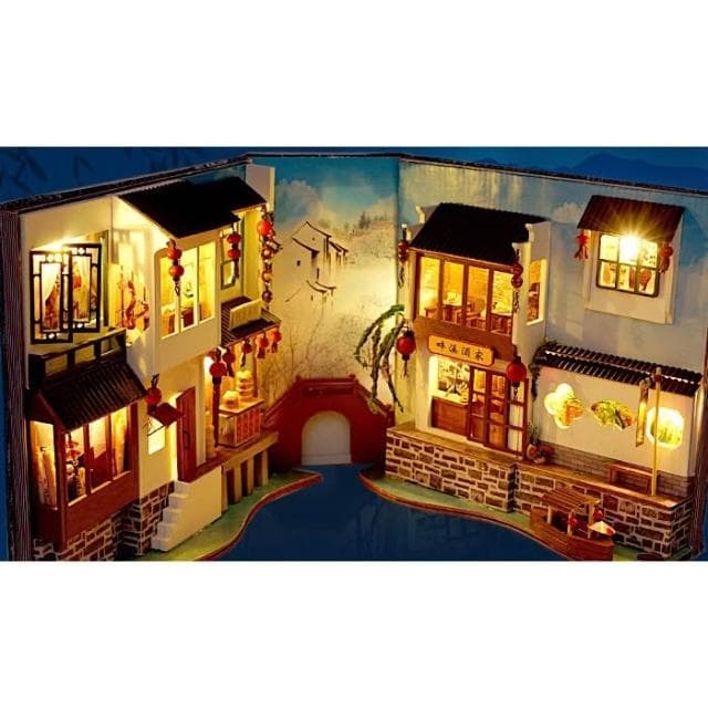 大旺小舖: 新款diy袖珍娃娃屋材料包小屋江南水巷  書本造型小屋 生日結婚母親節情人節聖誕交換禮物 實體店面
