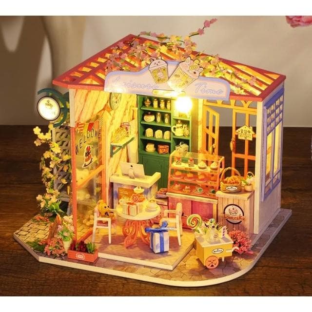 大旺小舖:DIY小屋茶語時光 袖珍屋娃娃屋材料包 生日結婚母親節情人節聖誕交換禮物 實體店面