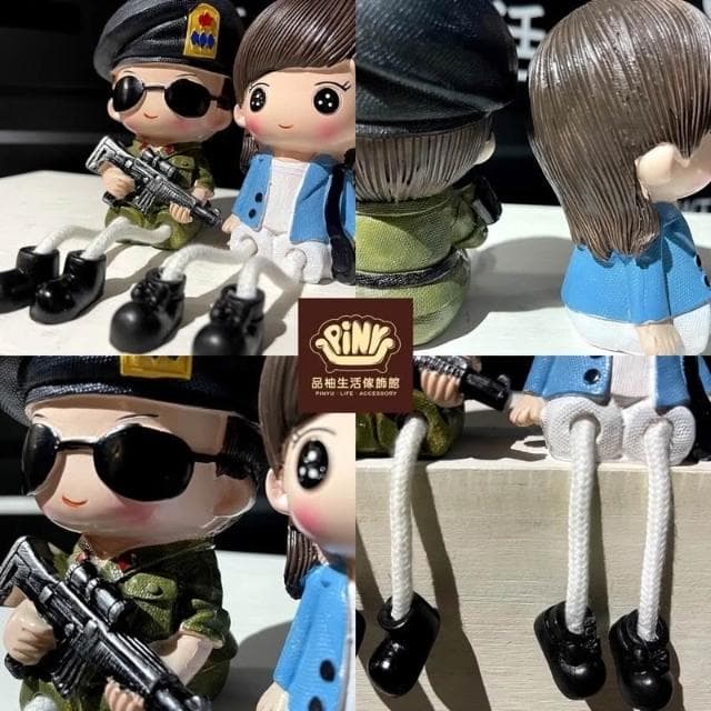【PiNYU 品柚生活傢飾館】2件組 情侶吊腳娃娃(可愛風樹栺吊腳兩個可愛吊腳娃娃擺件擺飾 交換禮物)