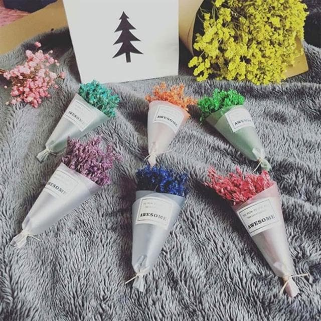 迷你乾燥小花束 (乾燥花 迷你花束 小花束 乾花束 情人草 水晶草 拍照道具 卡片裝飾 情人節 畢業禮物)