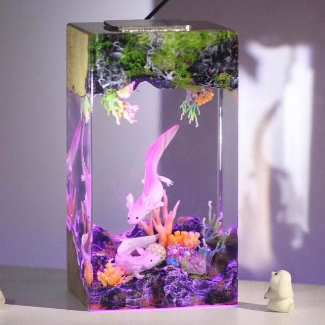 墨西哥蠑螈樹脂燈娃娃魚小夜燈獨特的樹脂禮品情人節禮物跨境專供