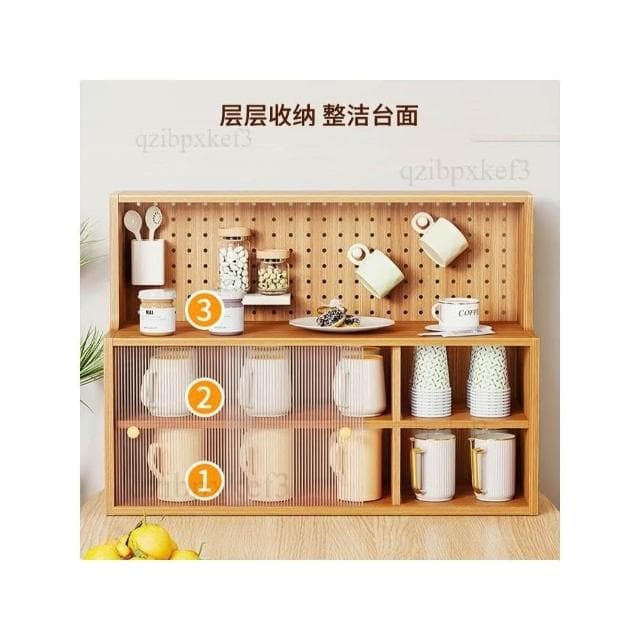 廠家特價✨水杯收納櫃 餐桌收納櫃 檯面杯子置物架 桌面水杯架 茶具收納架 多功能展示架 桌上杯架盒 加長置物 吧檯收納架