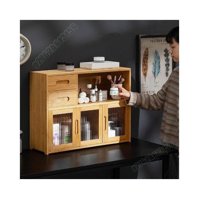 桌面餐边柜 桌面收纳盒 茶具展示柜 化妆品储物柜 水杯置物架 厨房置物柜 餐具收纳柜 多層置物架 桌面收納架