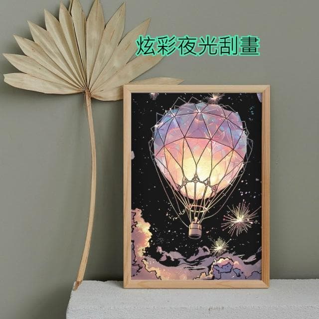炫彩夜光刮畫 躍鹿 DIY手作組 刮刮畫 紓壓療癒 蝴蝶 熱氣球 煙火 創意禮物 居家佈置 成人減壓