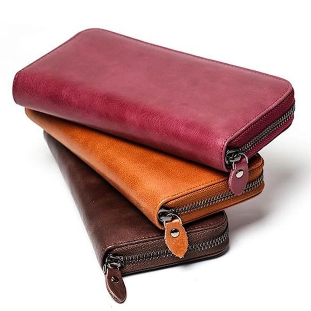 【LEESA】多卡位\真皮皮夾\長夾\拉鍊長夾\大容量包包\牛皮錢包\牛皮皮包\長皮夾\皮夾\錢包\男生錢包\禮物\送男友