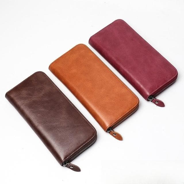 【LEESA】多卡位\真皮皮夾\長夾\拉鍊長夾\大容量包包\牛皮錢包\牛皮皮包\長皮夾\皮夾\錢包\男生錢包\禮物\送男友