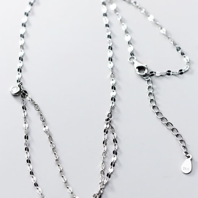 【Porabella】925純銀小鋯石雙鍊項鍊 小眾設計款ins風 情人節禮物 生日禮物 Necklace