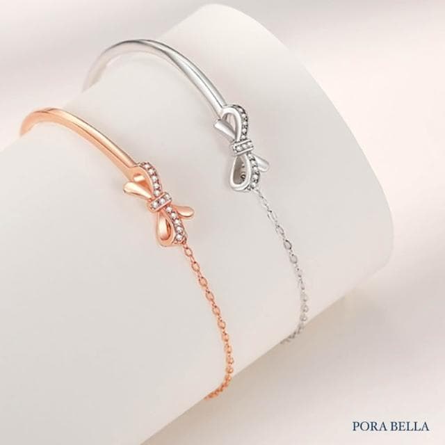 【Porabella】925純銀 蝴蝶結手鍊 輕奢ins小香風 滿鑽少女心手鏈 情人節禮物 Bracelets