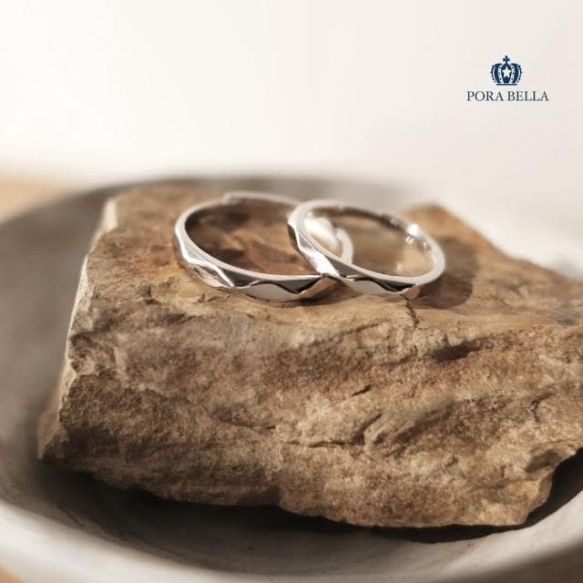 【Porabella】新款925純銀黑白配菱形情侶對戒 韓版指環 情人節禮物 可調開口式對戒 告白禮物 RINGS
