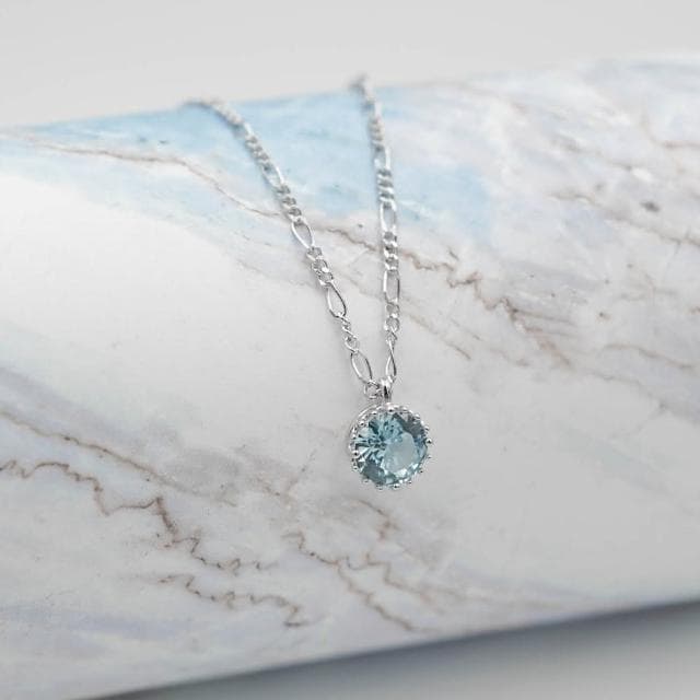 【Porabella】925純銀鋯石項鍊 單顆合成藍寶石 純銀項鍊Necklace