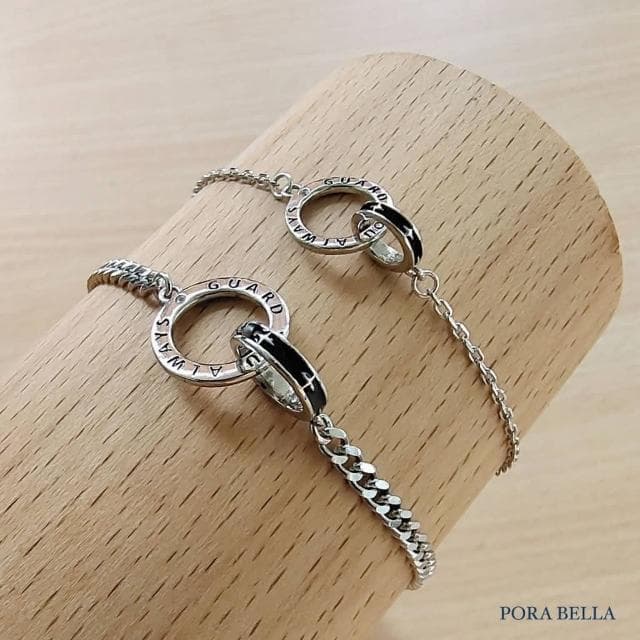 【Porabella】925純銀情侶手鍊 星月守護手鏈 雙環手鍊手鍊 情人節禮物 告白禮物 Bracelets
