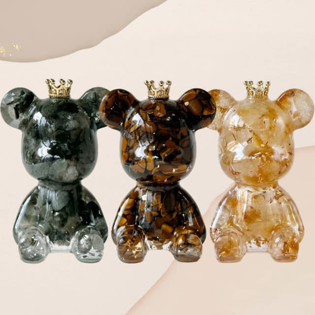 【Dawn Fashion 彤恩時尚】開運水晶熊3入一組 招財水晶擺飾/交換禮物/聖誕節禮物/情人節禮物