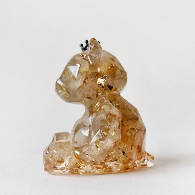 【Dawn Fashion 彤恩時尚】天然水晶 招財 M號大幾何熊 // 原礦碎石 手作水晶擺件/父親節禮物