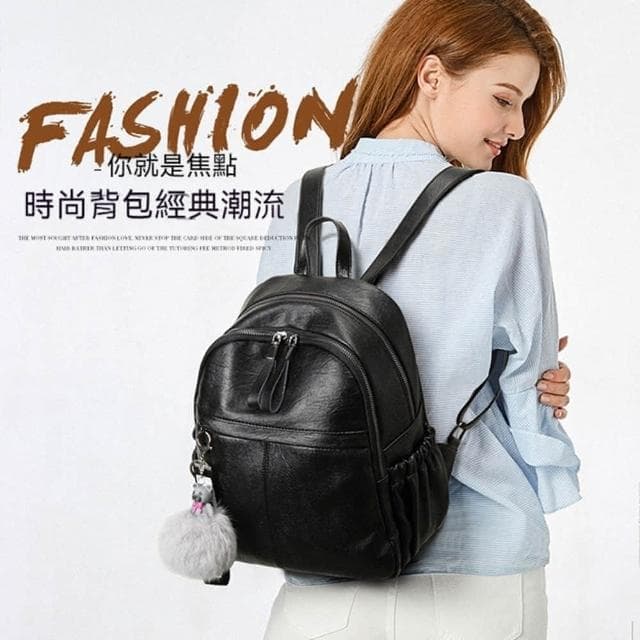 【LEESA】真皮後背包\牛皮包包\黑色包包\大容量後背包\旅行包\媽媽包\輕便後背包\休閒背包\女生禮物