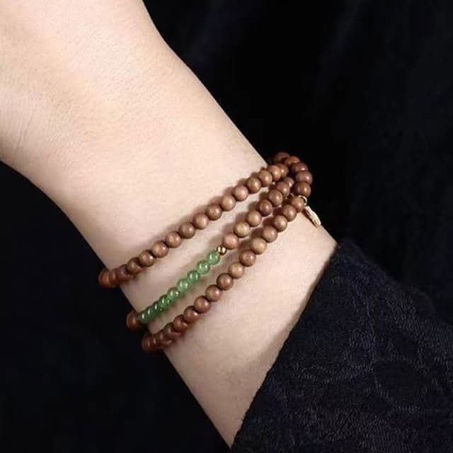 【LEESA】老山檀香手珠 串珠手鍊 玉手鍊 老山檀香開運手鍊 平安手鍊 細手鍊 長輩禮物 和田玉手串 多圈手串