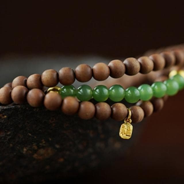 【LEESA】老山檀香手珠 串珠手鍊 玉手鍊 老山檀香開運手鍊 平安手鍊 細手鍊 長輩禮物 和田玉手串 多圈手串