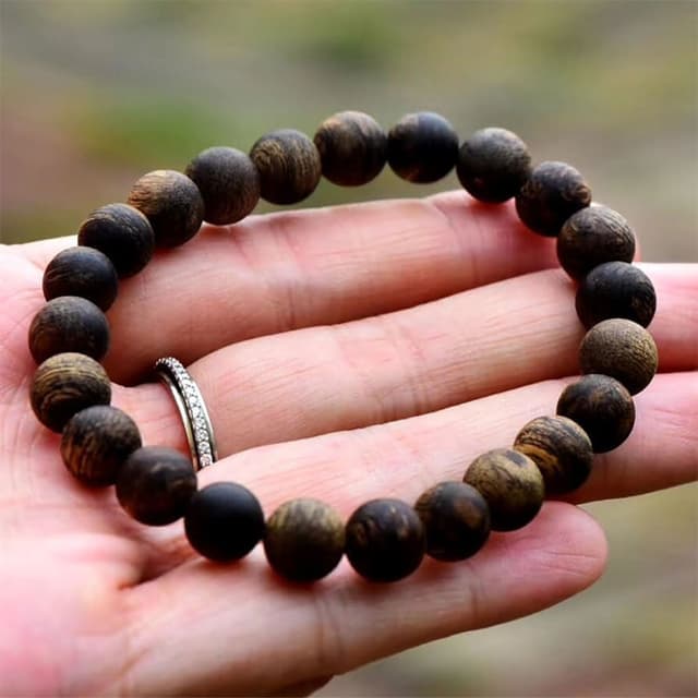 【LEESA】黑油老料手鍊 開運手鍊 招貴人 禮物 佛珠 送長輩 保平安 沉香手串 圓珠手鍊 避邪手鍊