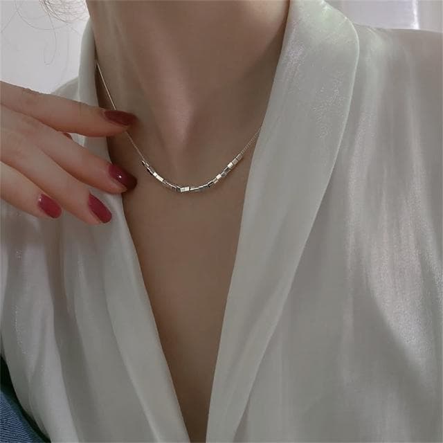 【LEESA】名牌項鍊 設計高級感 輕奢項鍊 鎖骨鏈項墜 女生飾品 全純銀項鍊 韓國項鍊 學生生日禮物 女項鍊