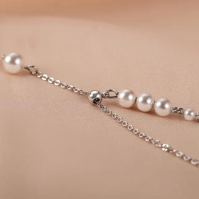 【LEESA】s999純銀項鍊\女生項鍊\高級感珍珠項鍊\小眾長款鎖骨鏈\婚禮項鍊\串珠項鍊\浪漫禮物\情人節禮物