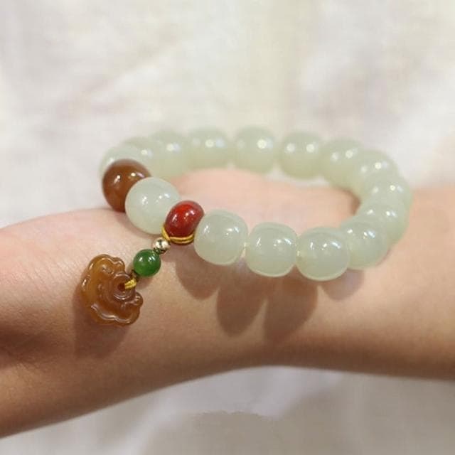 【LEESA】和田玉手鍊\串珠手環\蘋果珠桶珠\平安手鍊\避邪手鍊\粗手環\玉手鍊\送長輩\送女生\生日禮物