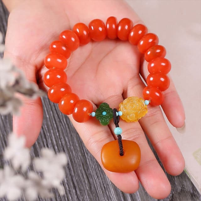 【LEESA】南紅珠手鍊\串珠手鍊\蜜蠟佛珠\碧玉手串\手鍊\送長輩\禮物\玉手鍊\保平安手鍊\避邪手鍊\粗手鍊