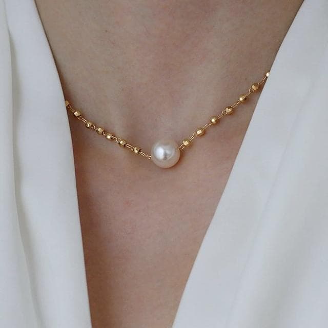 【LEESA】珍珠項鍊\女飾品\女生項鍊\銀項鍊\閨蜜項鍊\18k金項鍊\韓國項鍊\鎖骨項鍊\女生禮物\送禮\交換禮物
