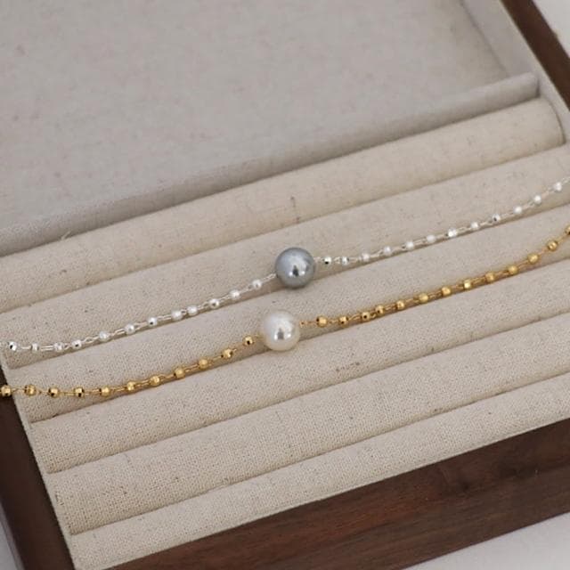 【LEESA】珍珠項鍊\女飾品\女生項鍊\銀項鍊\閨蜜項鍊\18k金項鍊\韓國項鍊\鎖骨項鍊\女生禮物\送禮\交換禮物