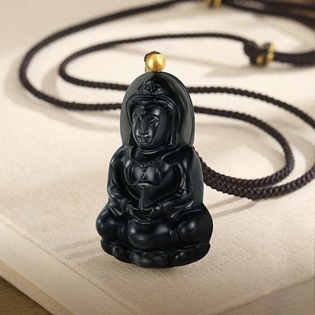 【LEESA】觀音項鍊\和田玉塔青\觀音吊墜\項鍊\佛牌項鍊\和田玉項鍊\編繩項鍊\送禮\吊墜項鍊\999足金