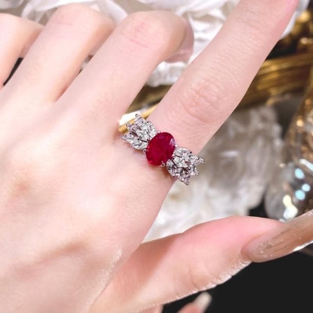 【LEESA】鴿血紅戒指\純銀戒指\指環\戒指\飾品\歐美戒指\大戒指\新娘飾品\浮誇戒指\送長輩\女生禮物