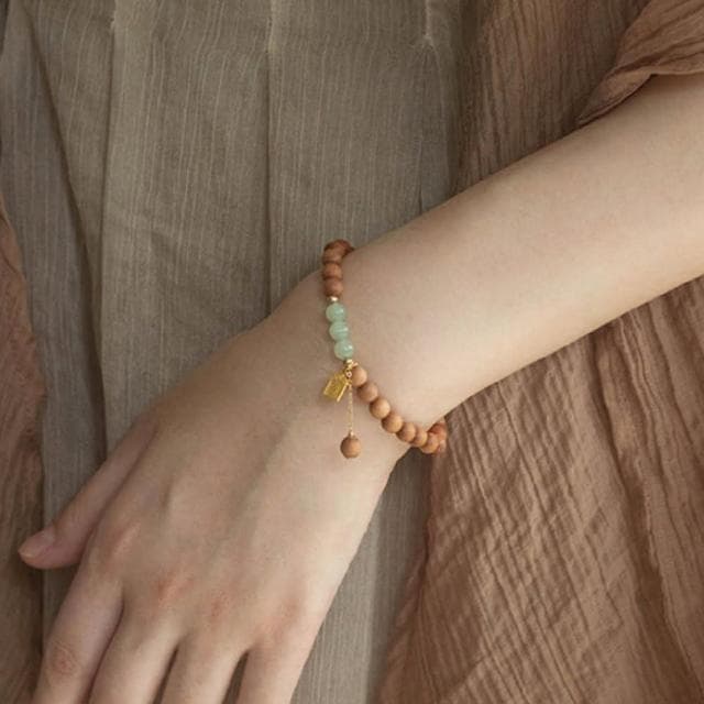 【LEESA】和田玉手串\玉石手鍊\天然老山檀手串\招財手鍊\玉手鍊\手鍊\手串\佛珠\新中式\寶石手鍊\禮物
