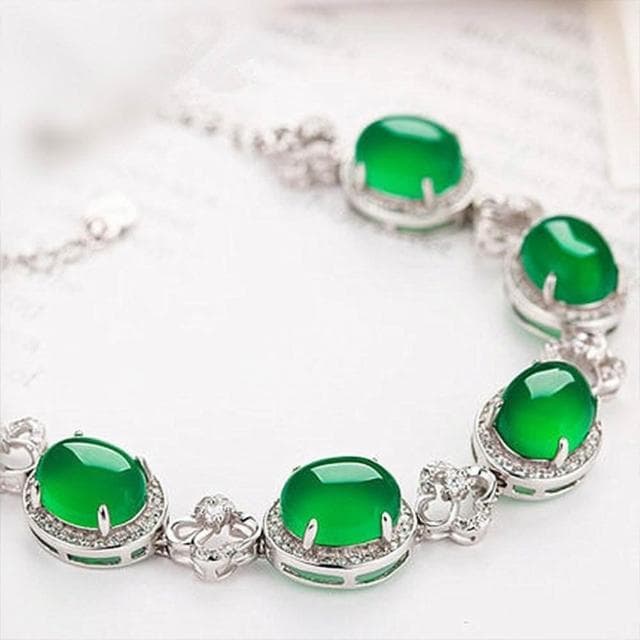 【LEESA】四葉草手鏈\綠玉髓手鍊\純銀手鍊\玉手鐲\招財手鍊\保平安\手環\玉手鍊\氣質手鍊\長輩禮物