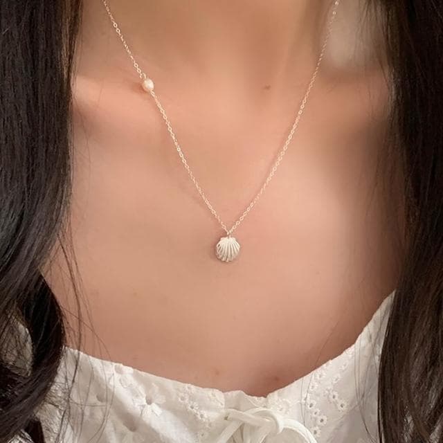 【LEESA】女生項鍊\925\純銀項鍊\18k\金項鍊\情侶項鍊\項鍊女\簡約ins風\項鍊\貝殼項鍊\珍珠項鍊\女生禮物\
