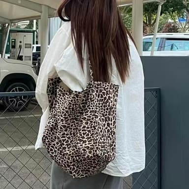 【LEESA】豹紋包包\通勤包\女包\男包\情侶包\包包\單肩包\購物袋\生日禮物\帆布包\托特包\大容量包包\托特包\媽媽包\