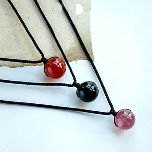 【LEESA】鎖骨鍊\黑瑪瑙\草莓晶\紅瑪瑙\金曜石\招桃花\保平安\避邪項鍊\招財項鍊\情侶項鍊\黑繩項鍊\吊墜項鍊
