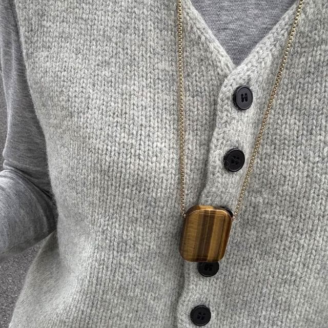 【LEESA】項鍊\金色\虎眼石\生日禮物\鈦鋼\編織包\包包項鍊\鈦鋼項鍊\ins風\小眾設計\復古\輕奢\長款項鍊\銀色\