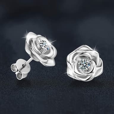 【LEESA】925純銀\耳環女\玫瑰花\耳釘\小眾設計\輕奢\高級感\簡約ins風\通體純銀\耳飾\造型耳環\韓國耳環