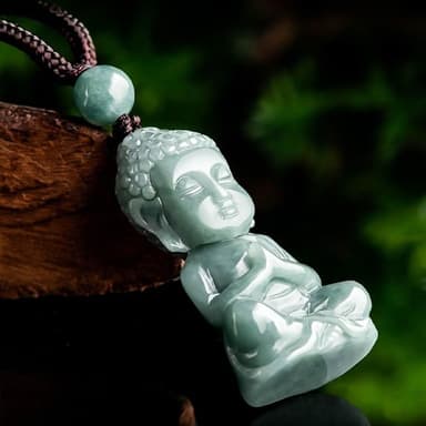 【LEESA】招財納福\保平安\玉石項鍊\男女同款\佛像\吊飾\玉珮\吊墜\大日如來項鍊\項鍊\飾品\翡翠\護身符\生日禮物