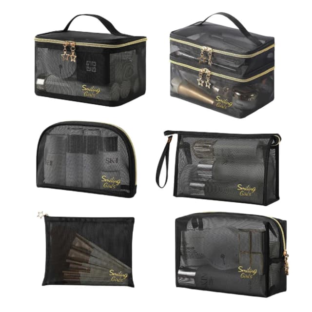 【日創生活】網紗收納包 {手提包 化妝包 旅行 網紗化妝包 3C包 洗漱包 網格包 零錢包}