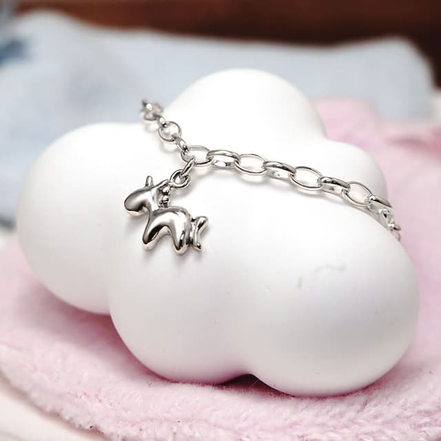 【ART64】純銀兒童手鍊 彌月禮物/生日禮物推薦 夢幻獨角獸 新生兒/寶寶手鍊